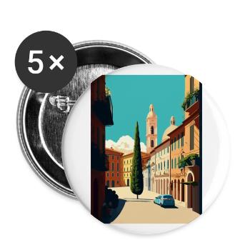Modena Italien Vintage Reiseposter WPA Souvenir - Buttons groß 56 mm (5er Pack) - Weiß - Vorne