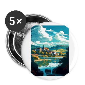 Dordogne Décoration Vintage Voyage Affiche Souvenir - Lot de 5 grands badges (56 mm) - blanc - Devant