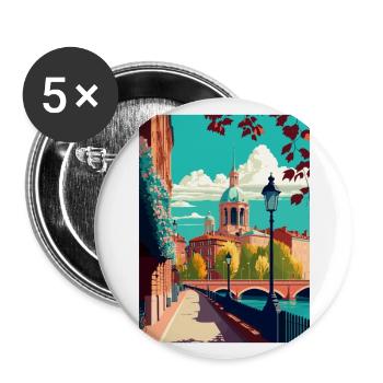 Toulouse Décoration France Vintage Affiche de Voyage - Lot de 5 grands badges (56 mm) - blanc - Devant