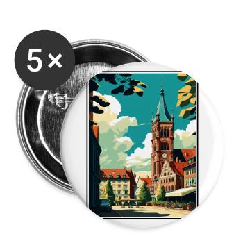 Brunswick Germany Vintage Travel Poster Souvenir - Buttons large 2.2''/56 mm (5-pack) - white - Front