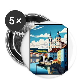 Passau Germany Vintage Travel Poster WPA Souvenir - Buttons large 2.2''/56 mm (5-pack) - white - Front