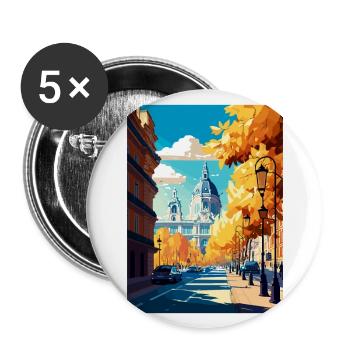 Madrid Spanien Vintage Reiseposter WPA Souvenir - Buttons groß 56 mm (5er Pack) - Weiß - Vorne