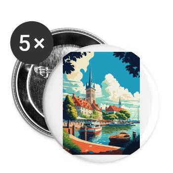 Rugen Island Germany Vintage Travel Poster WPA Art - Buttons large 2.2''/56 mm (5-pack) - white - Front