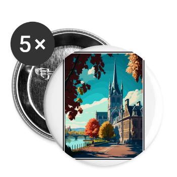 Bonn Allemagne Vintage voyage affiche WPA Souvenir - Lot de 5 grands badges (56 mm) - blanc - Devant