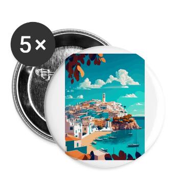 Ibiza Spain Vintage Travel Poster WPA Souvenir - Buttons large 2.2''/56 mm (5-pack) - white - Front