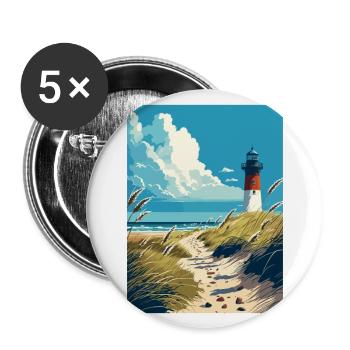 Sylt Insel Deutschland Vintage Reiseposter Souvenir - Buttons groß 56 mm (5er Pack) - Weiß - Vorne
