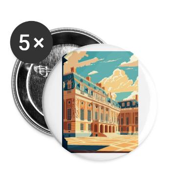 Versailles Palace West Decoration Travel Poster - Buttons large 2.2''/56 mm (5-pack) - white - Front