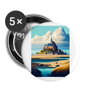 Mont Saint Michel France Vintage Travel Poster WPA - Buttons large 2.2''/56 mm (5-pack) - white - Front
