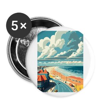 Zandvoort Dekoration Vintage Reiseposter WPA Kunst - Buttons groß 56 mm (5er Pack) - Weiß - Vorne