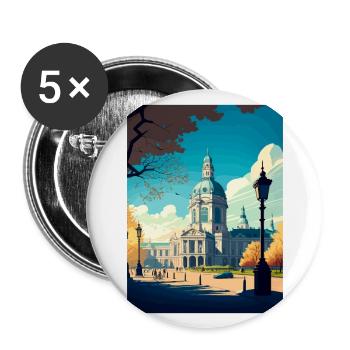 Vienne décoration Autriche Vintage Affiche de voyage - Lot de 5 grands badges (56 mm) - blanc - Devant