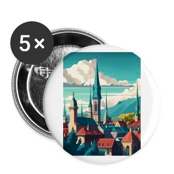 Bern Switzerland Vintage Travel Poster Souvenir - Buttons large 2.2''/56 mm (5-pack) - white - Front