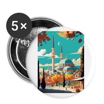 Konya Decoration Turkey Vintage Travel Poster WPA - Buttons large 2.2''/56 mm (5-pack) - white - Front