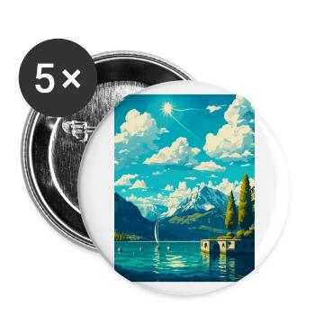 Geneva Switzerland Vintage Travel Poster Souvenir - Buttons large 2.2''/56 mm (5-pack) - white - Front