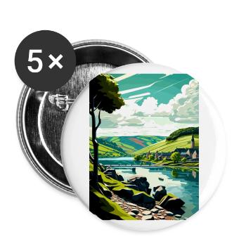 Vallée de la Moselle Allemagne Vintage voyage affiche WPA - Lot de 5 grands badges (56 mm) - blanc - Devant