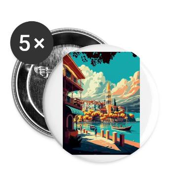Thessalonique Grèce Décoration Affiche De Voyage - Lot de 5 grands badges (56 mm) - blanc - Devant