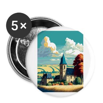 Normandie France Vintage voyage affiche WPA Souvenir - Lot de 5 grands badges (56 mm) - blanc - Devant