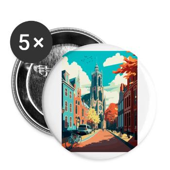 Utrecht Dekoration Niederlande Reiseposter - Buttons groß 56 mm (5er Pack) - Weiß - Vorne