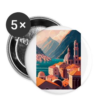 Kotor Monténégro Vintage voyage affiche Souvenir - Lot de 5 grands badges (56 mm) - blanc - Devant