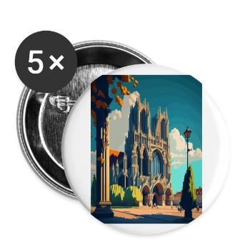Reims Frankreich Vintage Reiseposter WPA Souvenir - Buttons groß 56 mm (5er Pack) - Weiß - Vorne