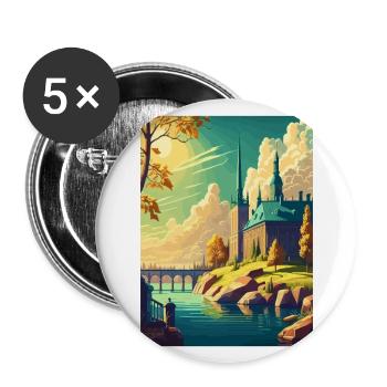 Stockholm Suède suédois Vintage voyage affiche WPA - Lot de 5 grands badges (56 mm) - blanc - Devant