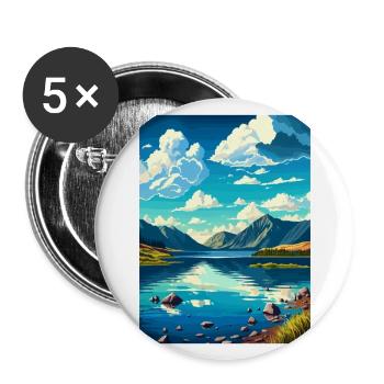 Genfersee Schweiz Vintage Reiseposter WPA - Buttons groß 56 mm (5er Pack) - Weiß - Vorne