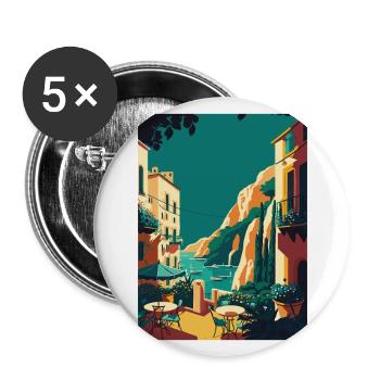 Capri Italy Coastal Vintage Travel Poster Souvenir - Buttons large 2.2''/56 mm (5-pack) - white - Front