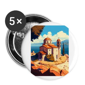 Ohrid Island Lake Church Of St John Macedonia - Buttons large 2.2''/56 mm (5-pack) - white - Front