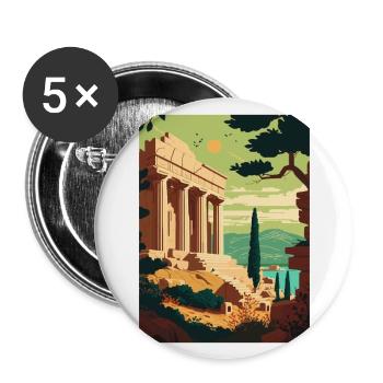 Athen Griechenland Akropolis Vintage Reiseposter WPA - Buttons groß 56 mm (5er Pack) - Weiß - Vorne
