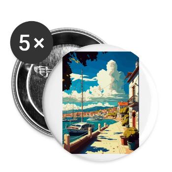 Ayvalik Turkey Vintage Travel Poster WPA Souvenir - Buttons large 2.2''/56 mm (5-pack) - white - Front