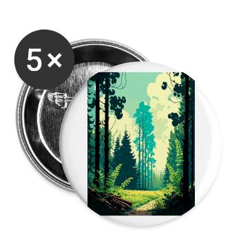 Forêt de Bialowieża Pologne Affiche de voyage vintage WPA - Lot de 5 grands badges (56 mm) - blanc - Devant