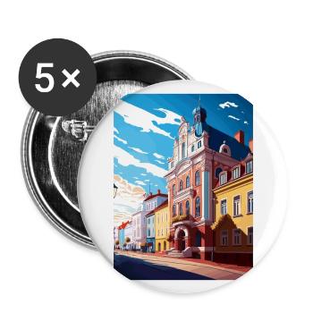 Krosno Pologne Vintage voyage affiche WPA Souvenir - Lot de 5 grands badges (56 mm) - blanc - Devant