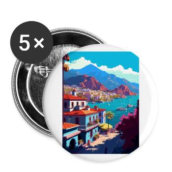 Marmaris Turkey Vintage Travel Poster WPA Souvenir - Buttons large 2.2''/56 mm (5-pack) - white - Front