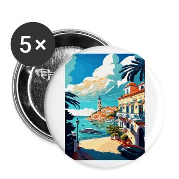 Estoril Portugal Vintage voyage affiche Souvenir - Lot de 5 grands badges (56 mm) - blanc - Devant
