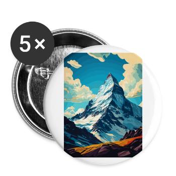 Cervin Suisse Vintage Affiche de voyage WPA - Lot de 5 grands badges (56 mm) - blanc - Devant