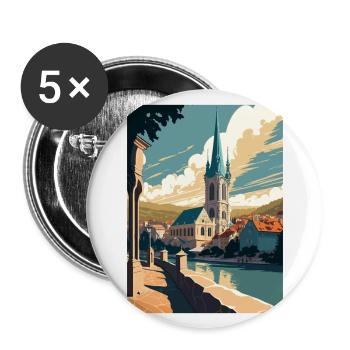 Krems An der Donau Österreich Vintage Reiseposter - Buttons groß 56 mm (5er Pack) - Weiß - Vorne