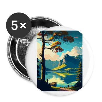 Wolfgangsee Autriche Vintage voyage affiche Souvenir - Lot de 5 grands badges (56 mm) - blanc - Devant
