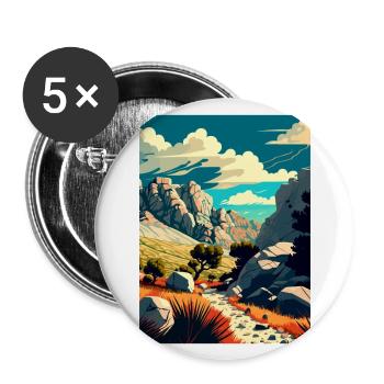 Velebit du Nord Croatie Affiche de voyage vintage WPA - Lot de 5 grands badges (56 mm) - blanc - Devant