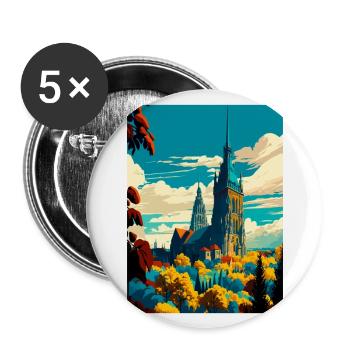 Kassel Germany Vintage Travel Poster WPA Souvenir - Buttons large 2.2''/56 mm (5-pack) - white - Front
