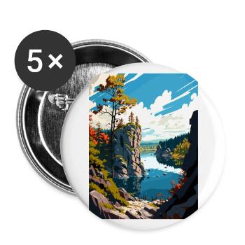 Parc national d’Ojcowski Pologne Affiche de voyage - Lot de 5 grands badges (56 mm) - blanc - Devant