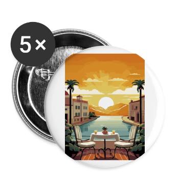 Malaga Espagne Vintage voyage affiche WPA Souvenir - Lot de 5 grands badges (56 mm) - blanc - Devant