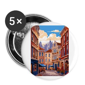 Brussels Belgium Vintage Travel Poster Souvenir - Buttons large 2.2''/56 mm (5-pack) - white - Front
