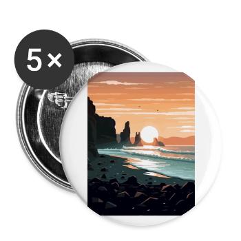Black Sand Beach Iceland Vintage Travel Poster WPA - Buttons large 2.2''/56 mm (5-pack) - white - Front