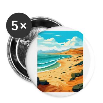 Fuerteventura Spain Vintage Travel Poster Souvenir - Buttons large 2.2''/56 mm (5-pack) - white - Front