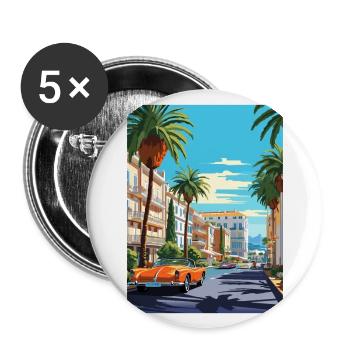 Cannes France Vintage Travel Poster WPA Souvenir - Buttons large 2.2''/56 mm (5-pack) - white - Front