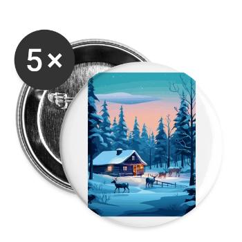 Lappland Finnland Insel Vintage Reiseposter WPA - Buttons groß 56 mm (5er Pack) - Weiß - Vorne