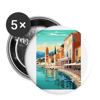 Nice Francescape Vintage Travel Poster Souvenir - Buttons large 2.2''/56 mm (5-pack) - white - Front