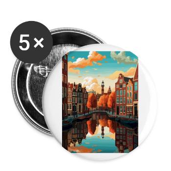 Amsterdam Pays-Bas Vintage voyage affiche WPA - Lot de 5 grands badges (56 mm) - blanc - Devant