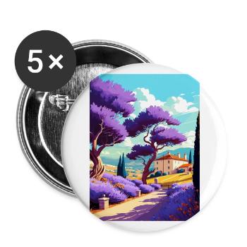 Provence Frankreich Vintage Reiseposter WPA Souvenir - Buttons groß 56 mm (5er Pack) - Weiß - Vorne