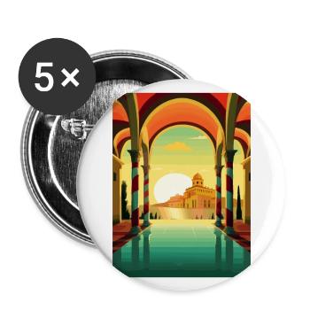 Sicile Italie Décoration Vintage Voyage Affiche WPA - Lot de 5 grands badges (56 mm) - blanc - Devant