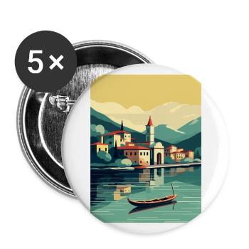 Lake Como Italy Decoration Vintage Travel Poster - Buttons large 2.2''/56 mm (5-pack) - white - Front